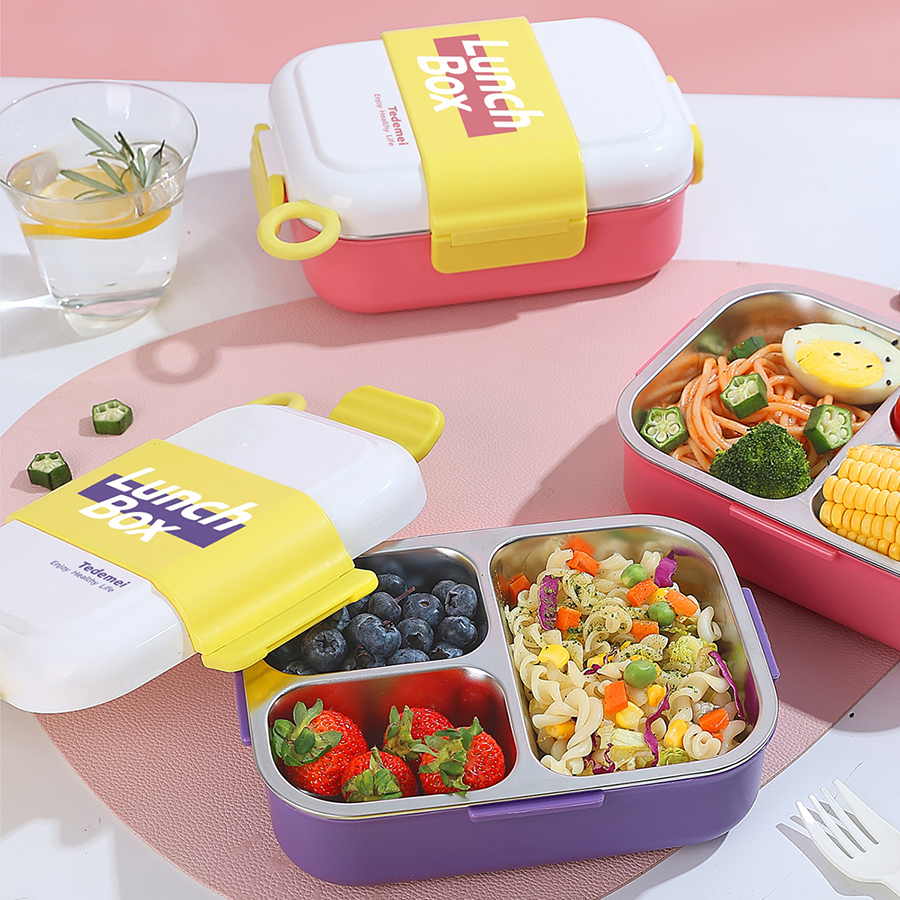 長方形不銹鋼分格餐盒